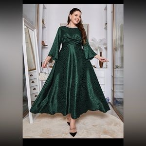 Formal leopard deep green dress fits 18/20 W plus size